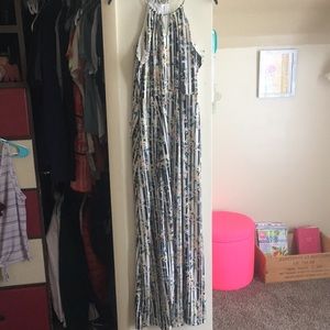 Black and white striped floral dress